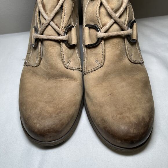 Sorel Joan of Arctic Wedge Mid Tobacco Tan Winter Leather Boot Womens Size 9 EUC - Picture 4 of 15